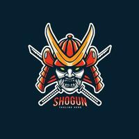 samurai head for mascot design vector