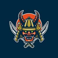 samurai head for mascot design vector