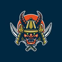 samurai head for mascot design vector