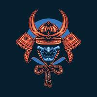 samurai head for mascot design vector