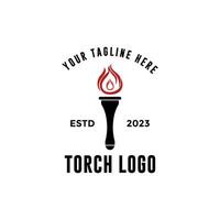 fire torch logo vector retro design