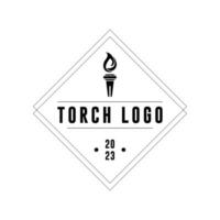 fire torch logo vector retro design