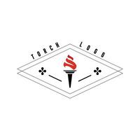 fire torch logo vector retro design