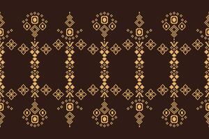 étnico geométrico tela modelo cruzar puntada.ikat bordado étnico oriental píxel modelo marrón antecedentes. resumen, vector, ilustración. textura,ropa,marco,decoración,motivos,seda fondo de pantalla. vector