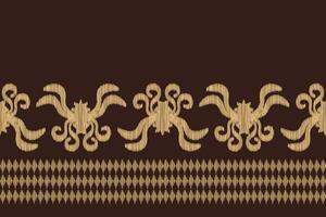 Ethnic Ikat fabric pattern geometric style.African Ikat embroidery brown Ethnic oriental pattern brown background. Abstract,vector,illustration.Texture,wallpaper,frame,decoration,carpet,motif. vector