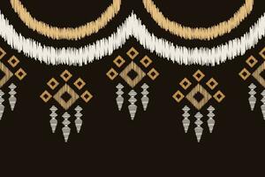 Ethnic Ikat fabric pattern geometric style.African Ikat embroidery brown Ethnic oriental pattern brown background. Abstract,vector,illustration.Texture,wallpaper,frame,decoration,carpet,motif. vector