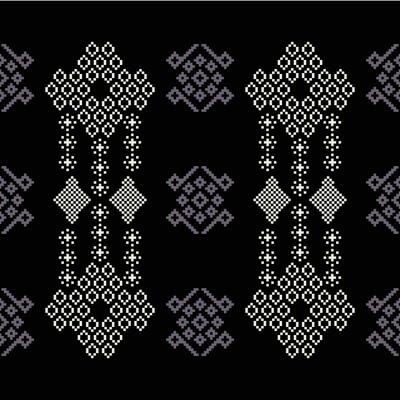 Ethnic geometric fabric pattern Cross Stitch.Ikat embroidery Ethnic oriental Pixel pattern black background. Abstract,vector,illustration. Texture,clothing,frame,decoration,motifs,silk wallpaper.