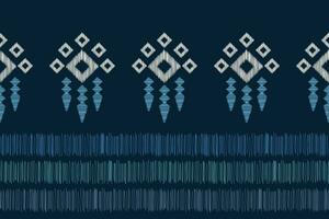 Ethnic Ikat fabric pattern geometric style.African Ikat embroidery Ethnic oriental pattern blue background. Abstract,vector,illustration.Texture,clothing,frame,decoration,carpet,motif. vector