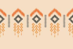 Ethnic Ikat fabric pattern geometric style.African Ikat embroidery Ethnic oriental pattern brown cream background. Abstract,vector,illustration.Texture,clothing,frame,decoration,carpet,motif. vector