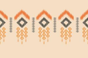 Ethnic Ikat fabric pattern geometric style.African Ikat embroidery Ethnic oriental pattern brown cream background. Abstract,vector,illustration.Texture,clothing,frame,decoration,carpet,motif. vector