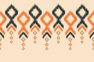 Ethnic Ikat fabric pattern geometric style.African Ikat embroidery Ethnic oriental pattern brown cream background. Abstract,vector,illustration.Texture,clothing,frame,decoration,carpet,motif. vector