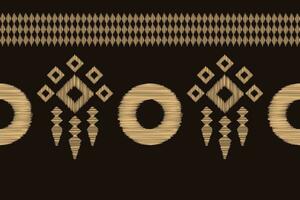 Ethnic Ikat fabric pattern geometric style.African Ikat embroidery brown Ethnic oriental pattern brown background. Abstract,vector,illustration.Texture,wallpaper,frame,decoration,carpet,motif. vector