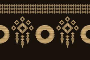 Ethnic Ikat fabric pattern geometric style.African Ikat embroidery brown Ethnic oriental pattern brown background. Abstract,vector,illustration.Texture,wallpaper,frame,decoration,carpet,motif. vector