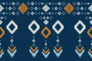 Ethnic Ikat fabric pattern geometric style.African Ikat embroidery Ethnic oriental pattern blue background. Abstract,vector,illustration.Texture,clothing,frame,decoration,carpet,motif. vector