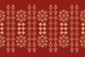 Ethnic geometric fabric pattern Cross Stitch.Ikat embroidery Ethnic oriental Pixel pattern red background. Abstract,vector,illustration. Texture,clothing,frame,decoration,motifs,silk wallpaper. vector