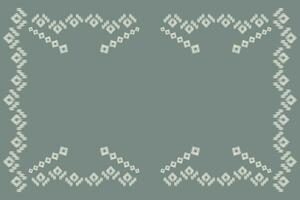 Ethnic Ikat fabric pattern geometric style.African Ikat embroidery Ethnic oriental pattern green gray background. Abstract,vector,illustration.Texture,clothing,frame,decoration,carpet,motif. vector