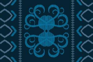 Ethnic Ikat fabric pattern geometric style.African Ikat embroidery Ethnic oriental pattern blue background. Abstract,vector,illustration.Texture,clothing,frame,decoration,carpet,motif. vector