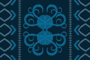 Ethnic Ikat fabric pattern geometric style.African Ikat embroidery Ethnic oriental pattern blue background. Abstract,vector,illustration.Texture,clothing,frame,decoration,carpet,motif. vector