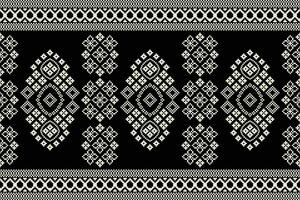 Ethnic geometric fabric pattern Cross Stitch.Ikat embroidery Ethnic oriental Pixel pattern black background. Abstract,vector,illustration. Texture,clothing,frame,decoration,motifs,silk wallpaper. vector