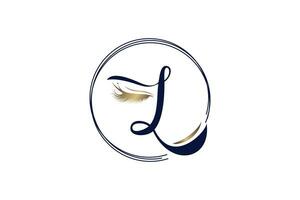 Eyelashes logo design vector with creative letter L