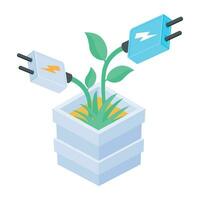 Modern isometric icon of eco plug vector