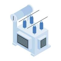 Isometric icon of voltage transformer vector