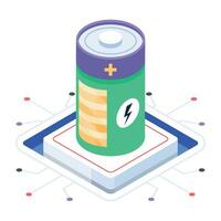 Isometric icon of battery cell vector