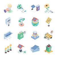 Trendy Set of Recycle Energy Isometric Icons vector