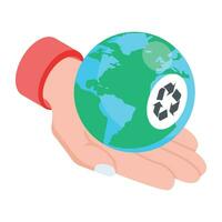 icono isométrico de reciclaje global vector