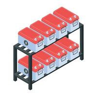 Isometric icon of battery rack vector