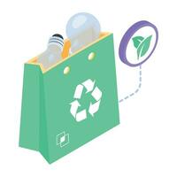 Isometric icon of recycling bag vector