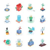 Pack of Eco Energy Isometric Icons vector