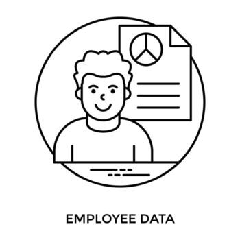 Smiling human with data chart in the background picuring employee data icon vector