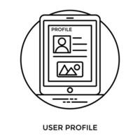 Website page with some landscape and personal profile icon denoting user profile vector