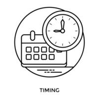 Calendar and clock altogether offering infographic for timing vector