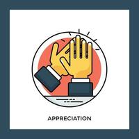 Applauding hands in clapping position, making a notion for appreciation icon vector