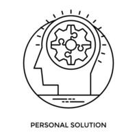 A beaming skull with floral gear inside the brain to offer personal solution icon vector