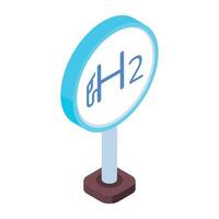 Download isometric icon of hydrogen sign vector