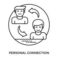 Two humans in an icon with reversing arrows, a personal connection icon vector