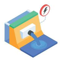 Isometric icon of hydro energy vector