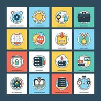 Set of Business and Data Management Flat Vector Icons