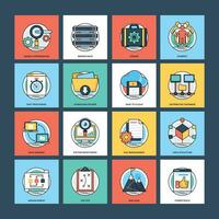 Business and Data Management Flat Icons Set vector