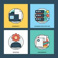 Business and Data Management Flat Icons Set vector