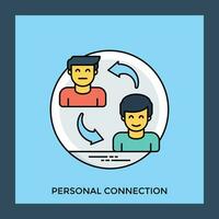 Two humans in an icon with reversing arrows, a personal connection icon vector