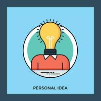 Body of a human with beaming light bulb at the place of head, idea for personal idea icon vector