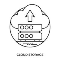 Data storage devices uploading data into a cloud to brief the icon for cloud storage vector