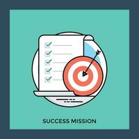 Paper with done task list and target icon, iconizing success mission vector