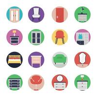 Furniture Flat Icons Set vector