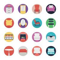 Collection of Furniture Flat Vector Icons