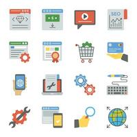 SEO and Web Optimization Flat Icons Set vector